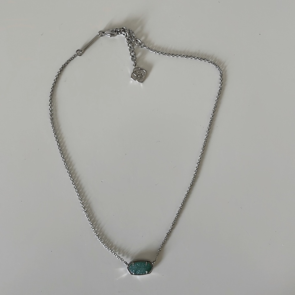 Kendra Scott Aqua Blue Gem Silver Adjustable Necklace